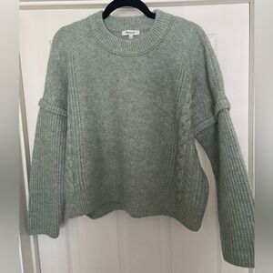Madewell || Havener Pullover Sweater Cable Knit Boxy Green
